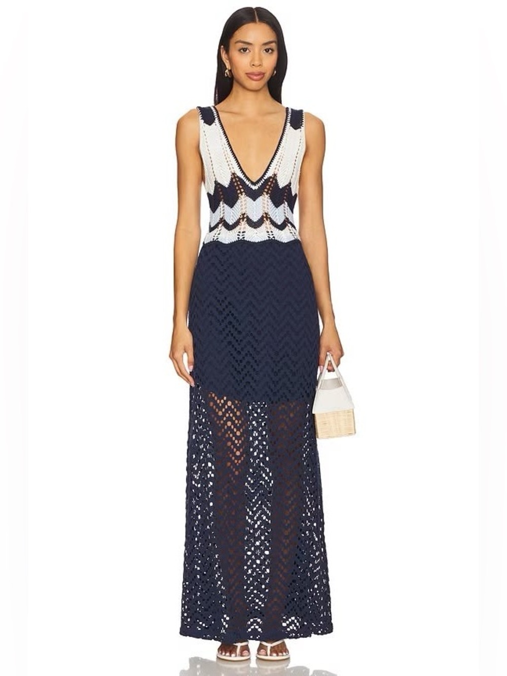 NEW Agua Bendita REVOLVE Ginebra Tales Open Knit Crochet Dress Size Medium NWT